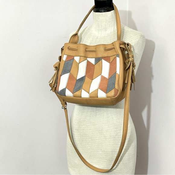 Linea Pelle Leather Patchwork Two Way Bag - Picture 7 of 13